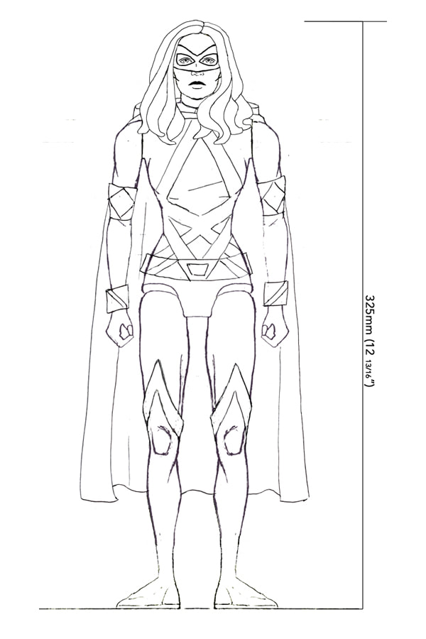 superhero design draft drawing